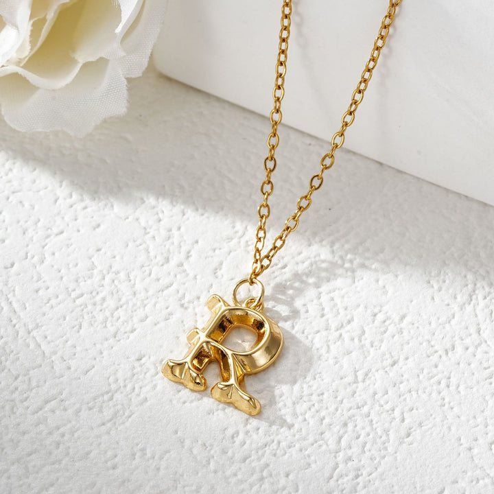 Elegante collana da donna con ciondolo a forma di lettera in oro e argento - D'oro - R - image 19