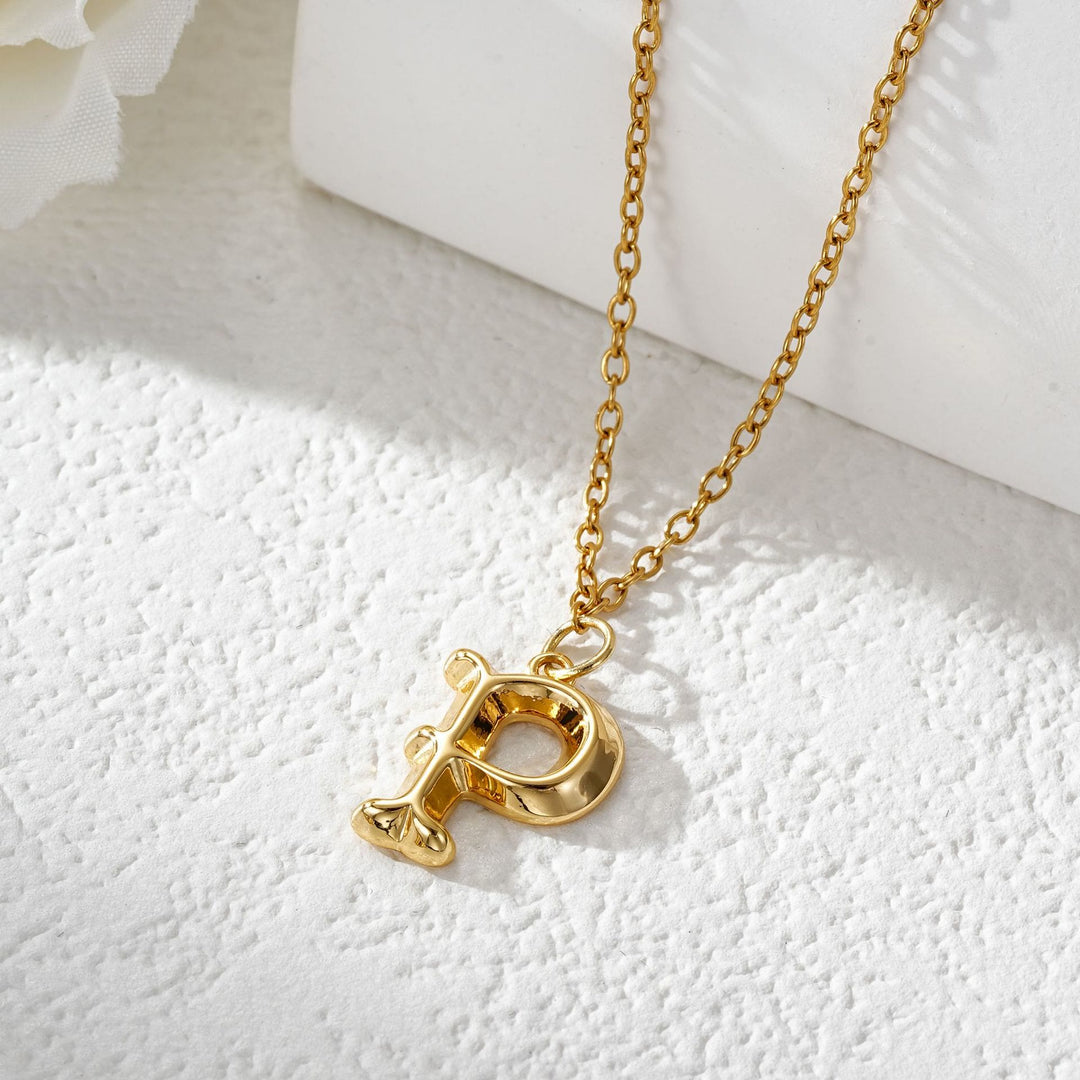 Elegante collana da donna con ciondolo a forma di lettera in oro e argento - D'oro - P - image 17