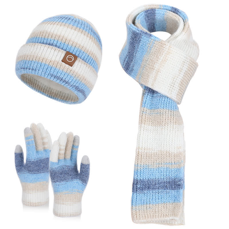 Set di 3 cappelli, sciarpe e guanti a righe neutre multicolori - Blu - Regolabile (21 5/8"-23 5/8") - image 12