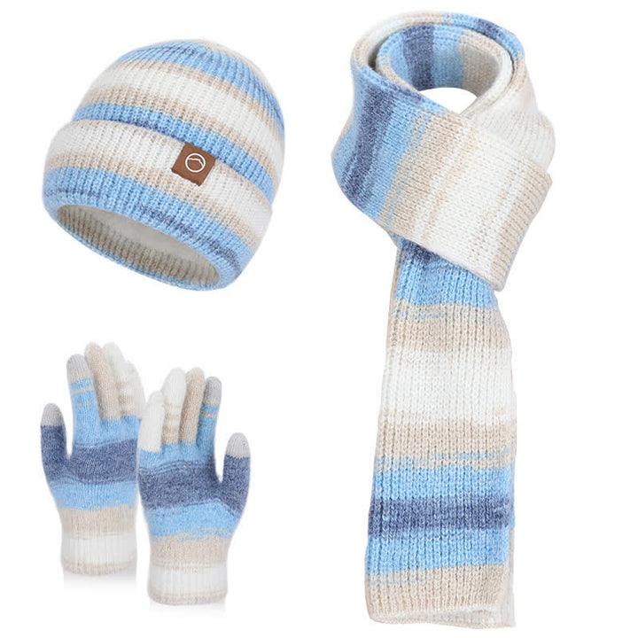 Set di 3 cappelli, sciarpe e guanti a righe neutre multicolori - Blu - Regolabile (21 5/8"-23 5/8") - image 12