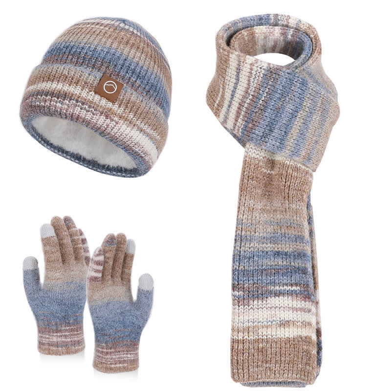 Set di 3 cappelli, sciarpe e guanti a righe neutre multicolori - Caffè - Regolabile (21 5/8"-23 5/8") - image 17