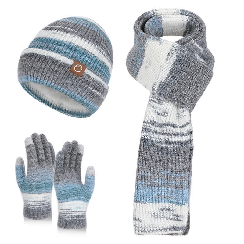 Set di 3 cappelli, sciarpe e guanti a righe neutre multicolori - Grigio - Regolabile (21 5/8"-23 5/8") - image 15