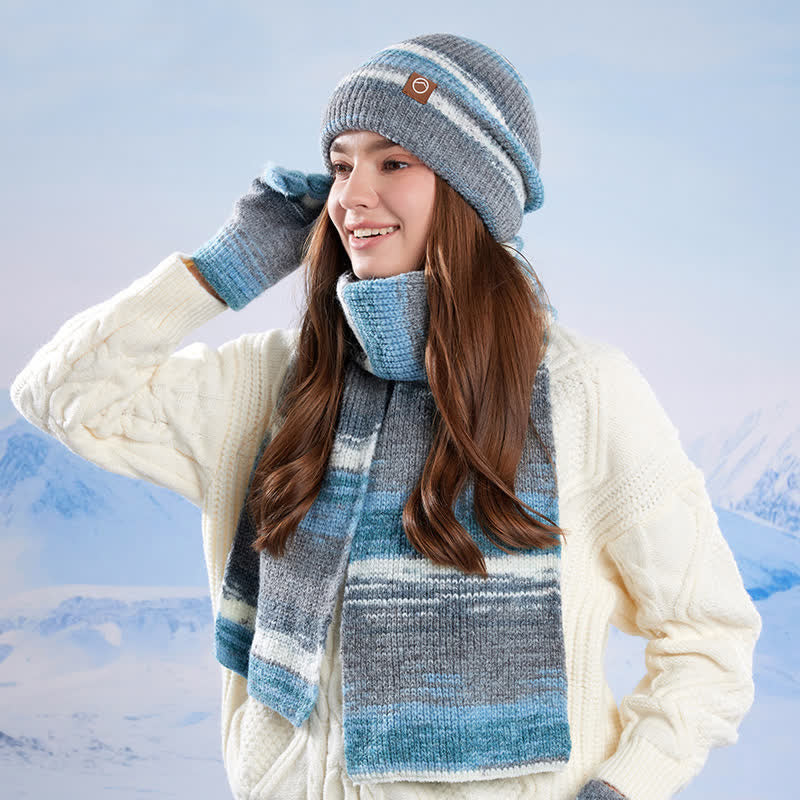 Set di 3 cappelli, sciarpe e guanti a righe neutre multicolori - image 16