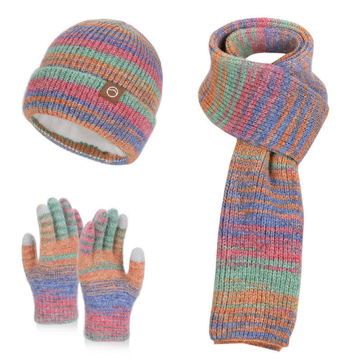 Set di 3 cappelli, sciarpe e guanti a righe neutre multicolori - Colorato - Regolabile (21 5/8"-23 5/8") - image 0