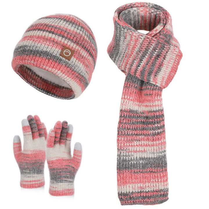 Set di 3 cappelli, sciarpe e guanti a righe neutre multicolori - Rosa - Regolabile (21 5/8"-23 5/8") - image 9