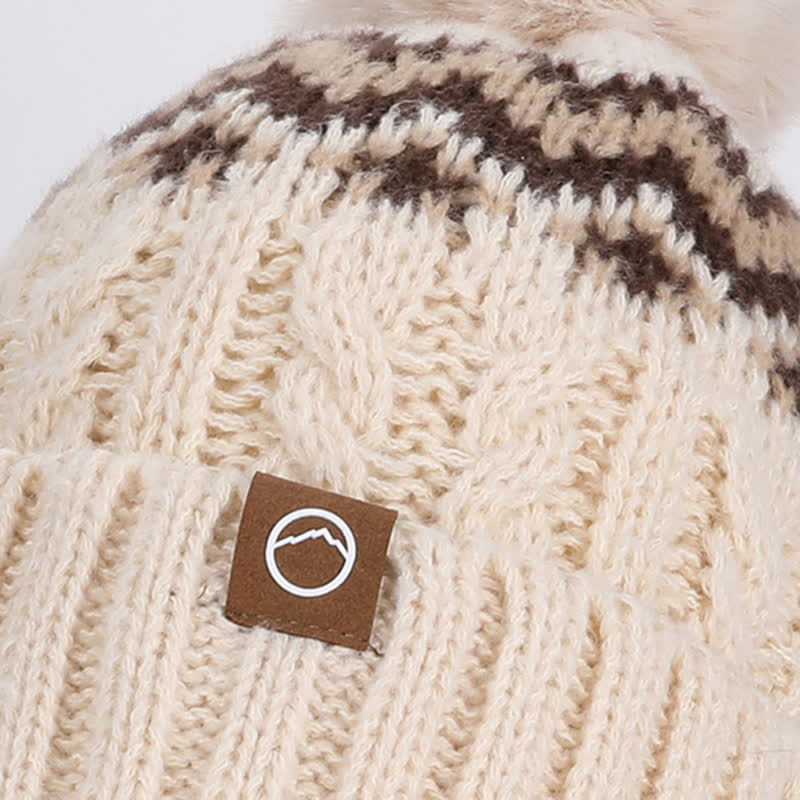 Set di 3 cappelli, sciarpe e guanti con pompon e motivo a onde - image 1