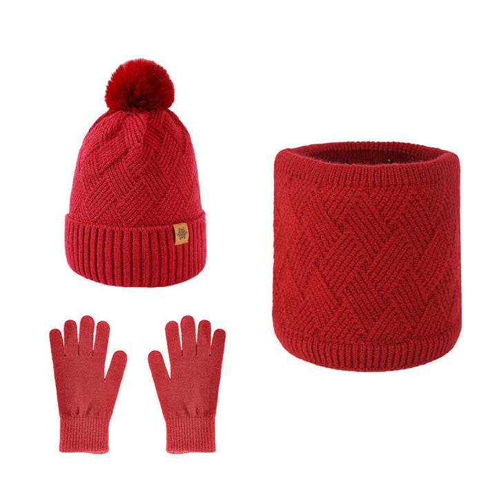 Set di 3 guanti e scaldacollo con motivo intrecciato - Rosso - Regolabile (21 1/4"-22 7/8") - image 10