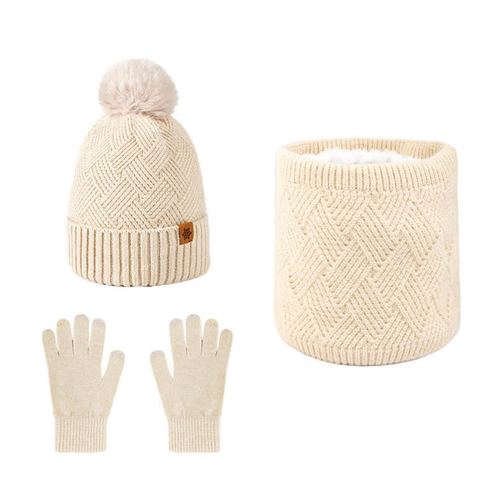 Set di 3 guanti e scaldacollo con motivo intrecciato - Beige - Regolabile (21 1/4"-22 7/8") - image 12