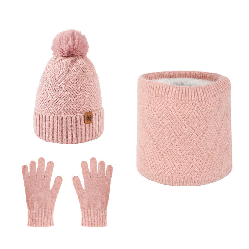 Set di 3 guanti e scaldacollo con motivo intrecciato - Rosa - Regolabile (21 1/4"-22 7/8") - image 16