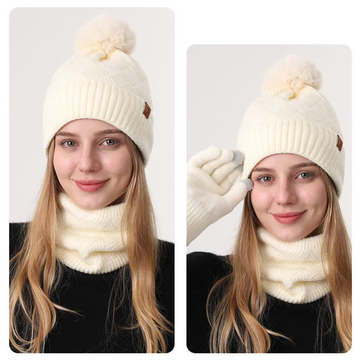 Set di 3 guanti e scaldacollo con motivo intrecciato - image 19