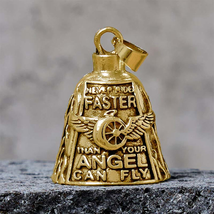 Portachiavi con campanella portafortuna a forma di ruota ad ali d'angelo per equitazione - D'oro - Pendente - image 5