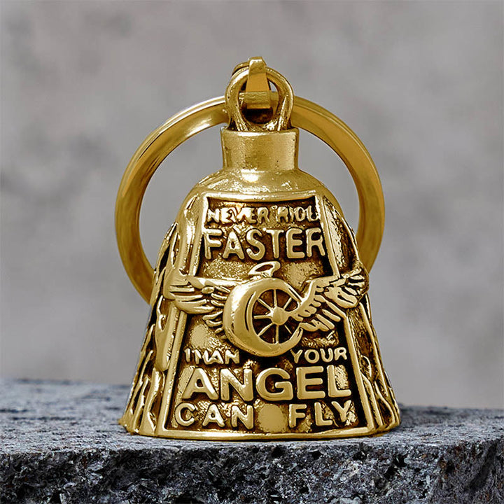 Portachiavi con campanella portafortuna a forma di ruota ad ali d'angelo per equitazione - D'oro - Portachiavi - image 4