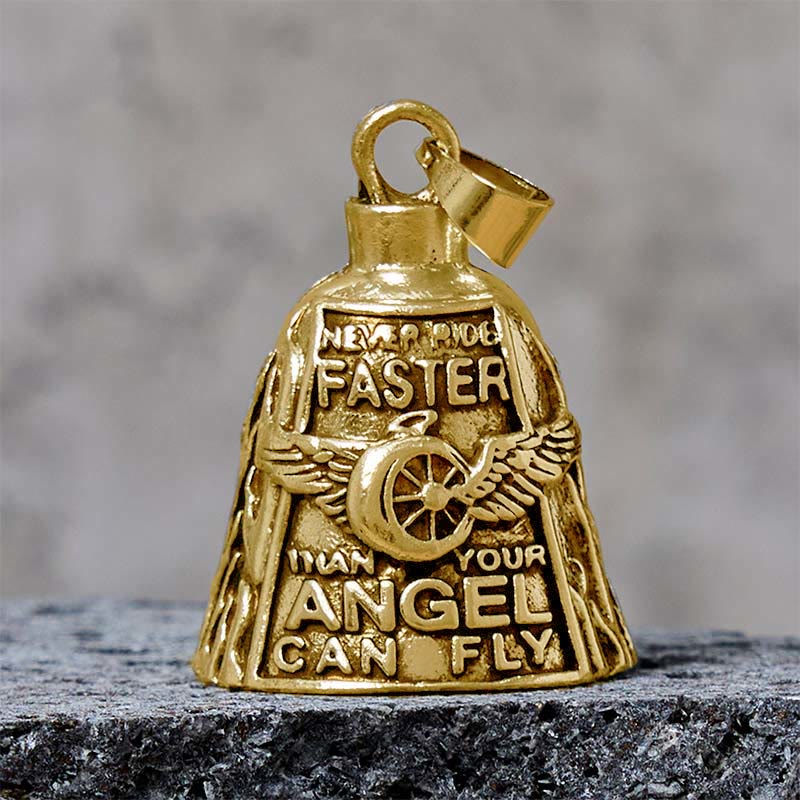 Portachiavi con campanella portafortuna a forma di ruota ad ali d'angelo per equitazione - D'oro - Pendente - image 5