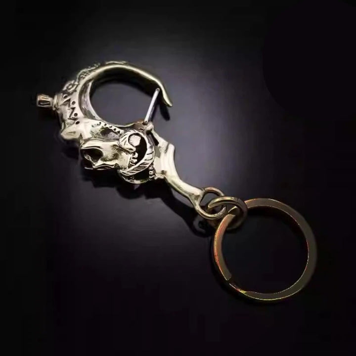 Portachiavi creativo a forma di teschio in ottone con anello - image 2