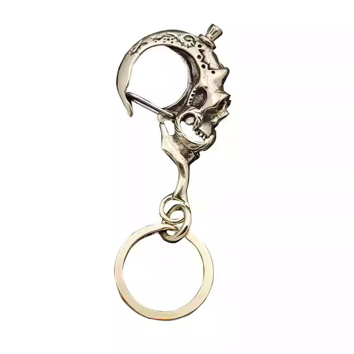 Portachiavi creativo a forma di teschio in ottone con anello - image 4