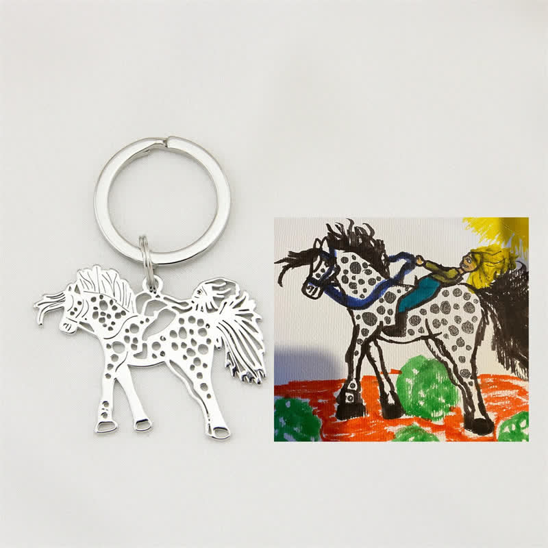 Portachiavi creativo con disegno originale per bambini - Argento - image 0