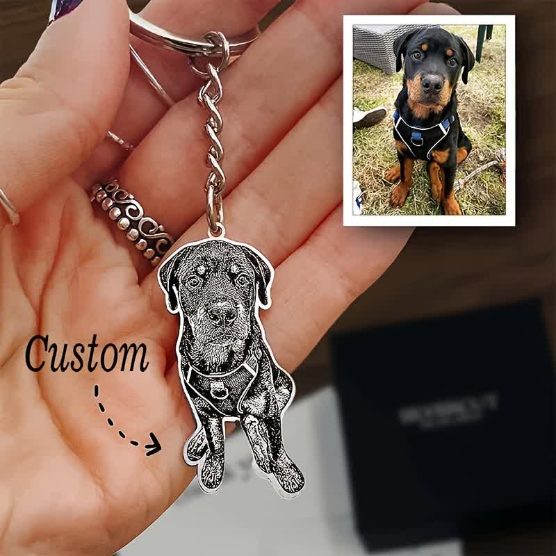 Portachiavi con foto commemorativa personalizzata con ritratto di animale domestico - Argento - image 0