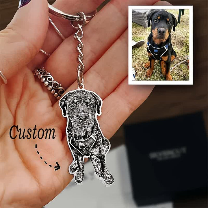 Portachiavi con foto commemorativa personalizzata con ritratto di animale domestico - Argento - image 0