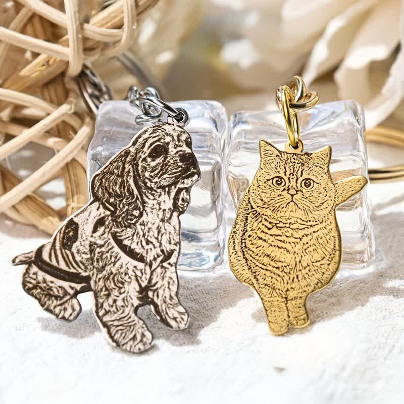 Portachiavi con foto commemorativa personalizzata con ritratto di animale domestico - image 1