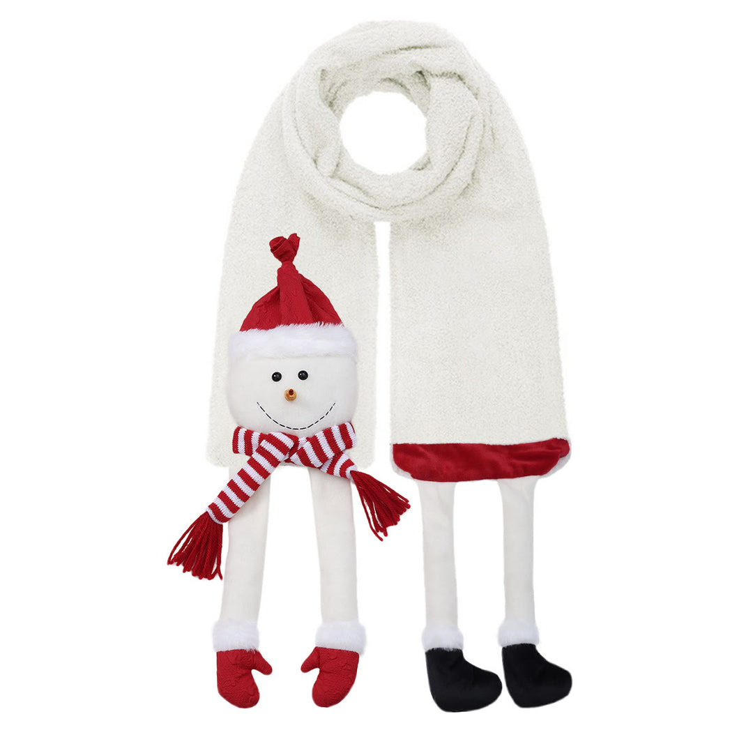 Sciarpa invernale lavorata a maglia con pupazzo di neve e cappello rosso di Natale - Bianco - image 0