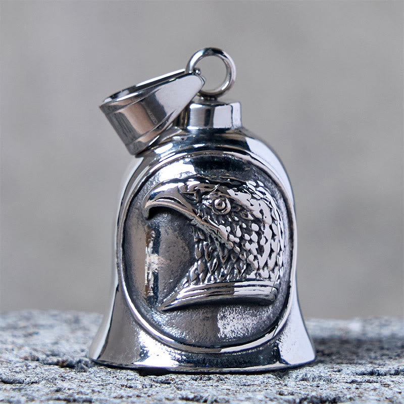 Portachiavi con campanello da equitazione aquila punk in argento - image 1
