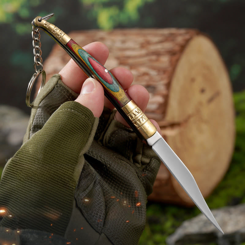 Coltello pieghevole da esterno con manico colorato e collana con mano di Buddha in cristallo bianco - image 1