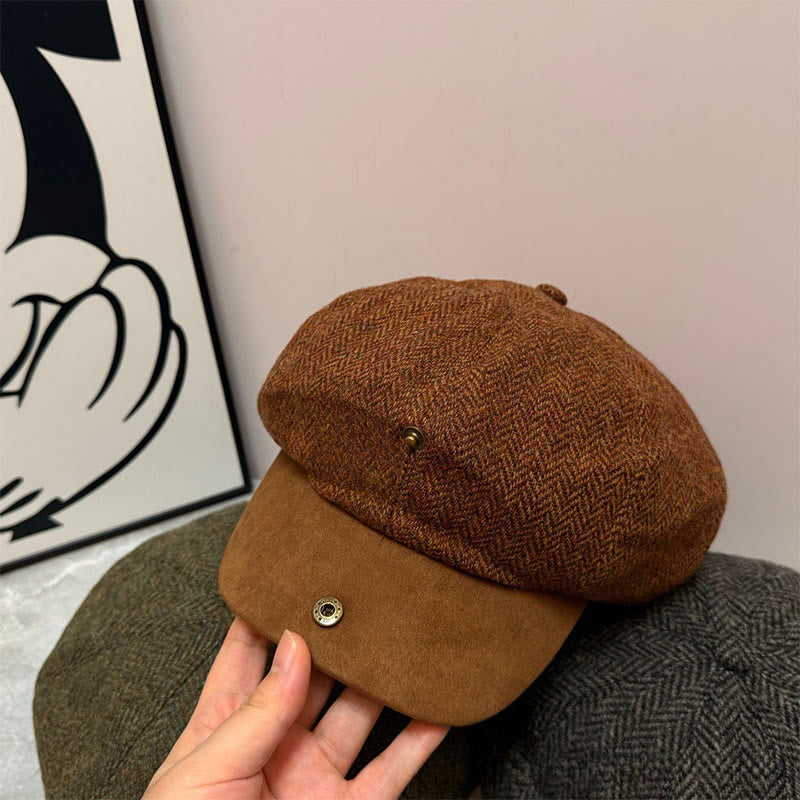 Cappello invernale vintage a tinta unita con bottone - Caffè - Regolabile (circa 21 5/8"-23 1/4") - image 2