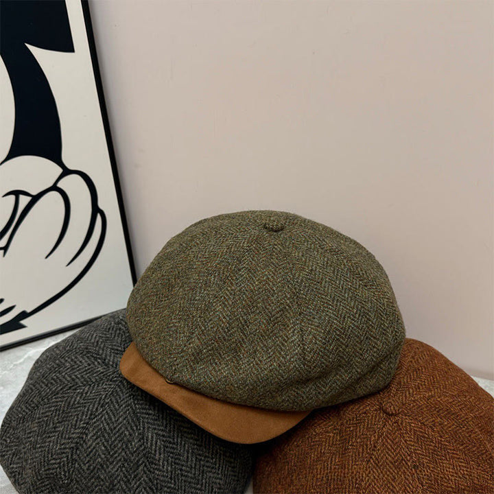 Cappello invernale vintage a tinta unita con bottone - Verde oliva - Regolabile (circa 21 5/8"-23 1/4") - image 0