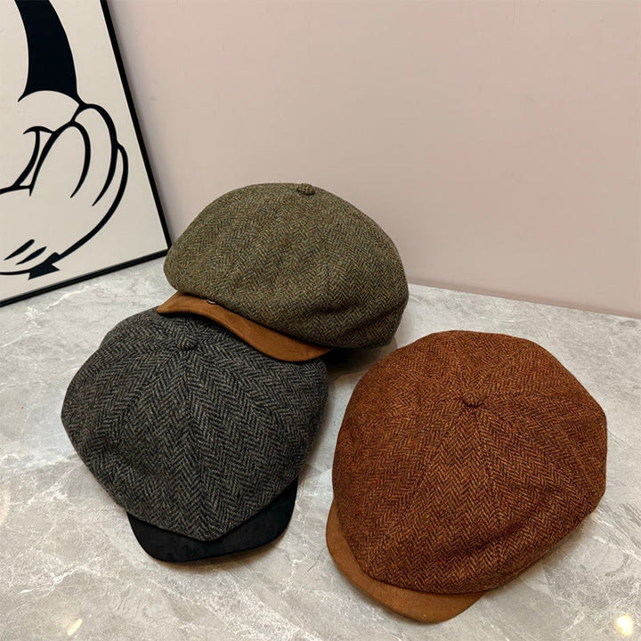 Cappello invernale vintage a tinta unita con bottone - image 1