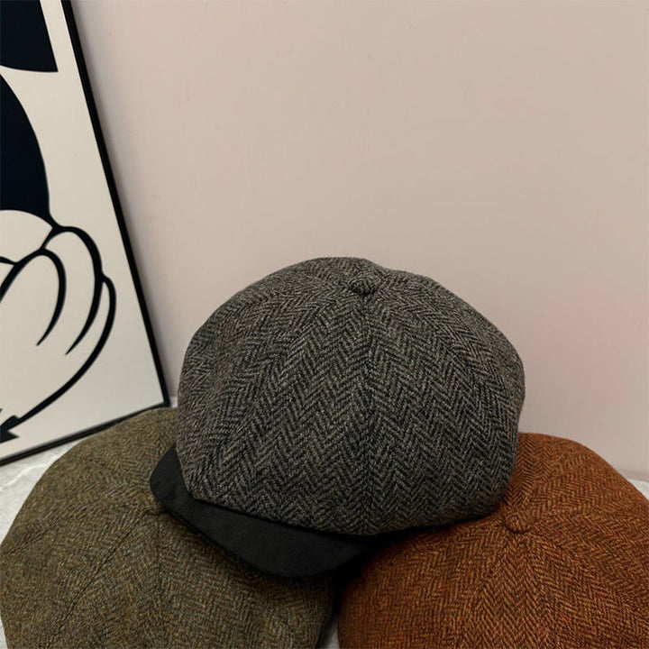 Cappello invernale vintage a tinta unita con bottone - Grigio scuro - Regolabile (circa 21 5/8"-23 1/4") - image 3