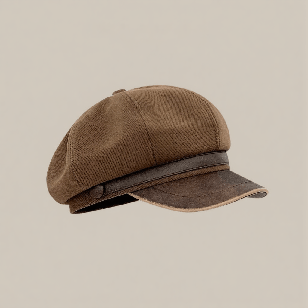 Cappello invernale con cintura e fibbia rotonda marrone vintage - Marrone - Regolabile (circa 21 5/8"-23 1/4") - image 0