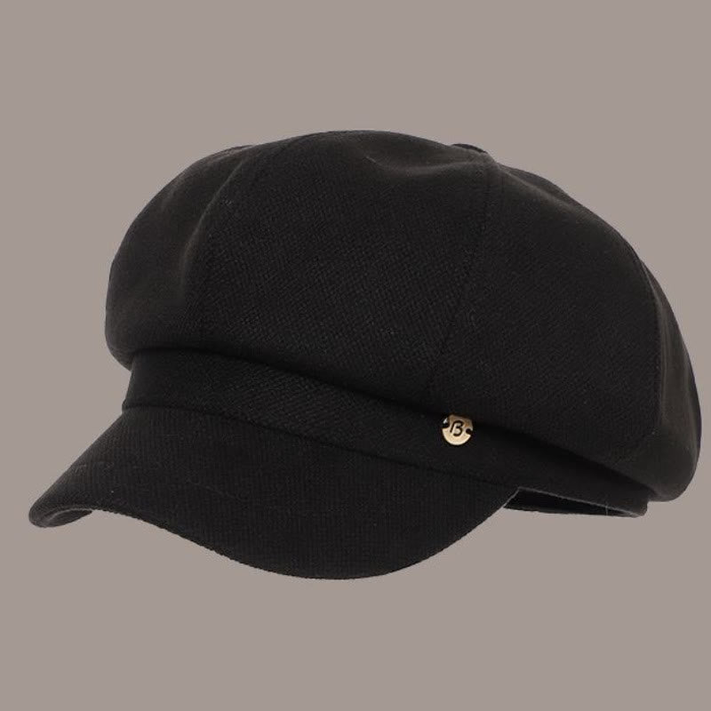 Berretto invernale retrò da donna in tinta unita con logo rotondo - Nero - Regolabile (circa 21 5/8"-23 5/8") - image 2