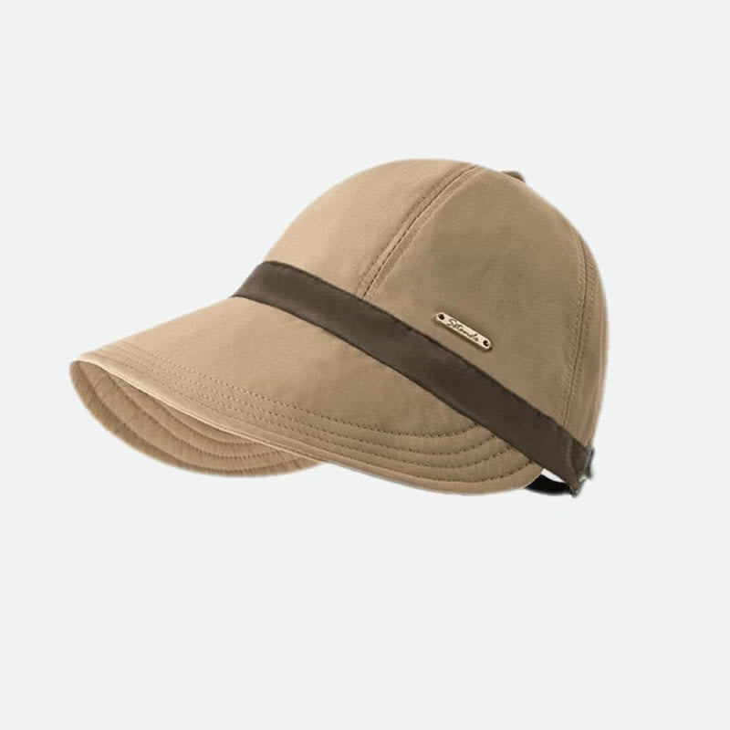 Cappello da pescatore da donna con tesa larga regolabile e motivo a blocchi di colore - Cachi - Regolabile (circa 21 1/4"-23 5/8") - image 1