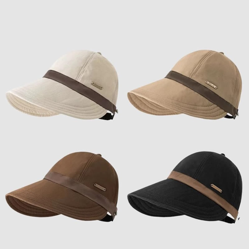 Cappello da pescatore da donna con tesa larga regolabile e motivo a blocchi di colore - image 0