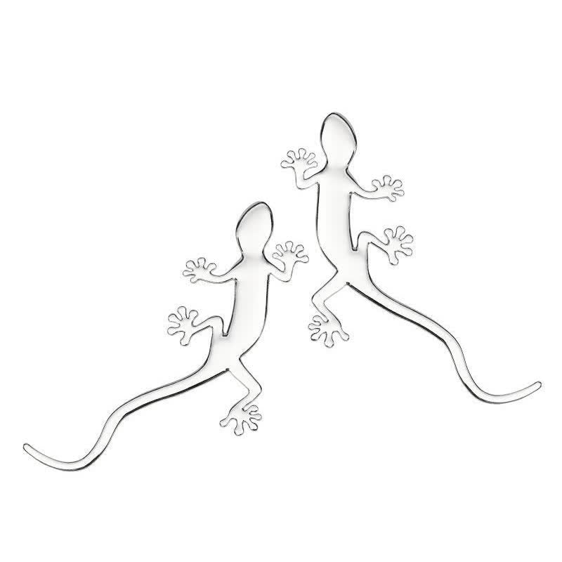 1 paio di adesivi in metallo a forma di geco per auto - Argento - image 8