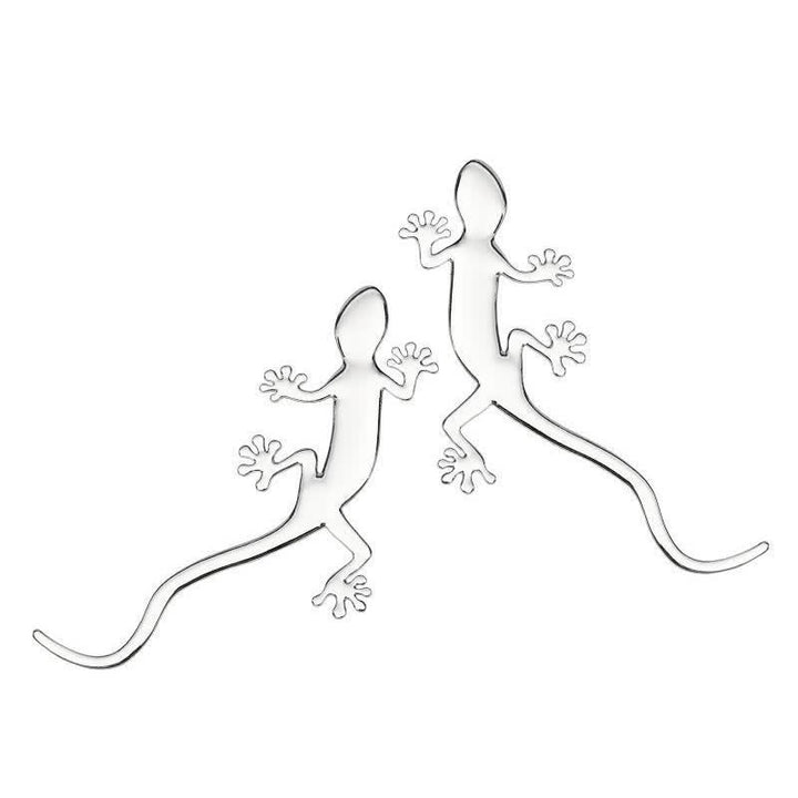 1 paio di adesivi in metallo a forma di geco per auto - Argento - image 8