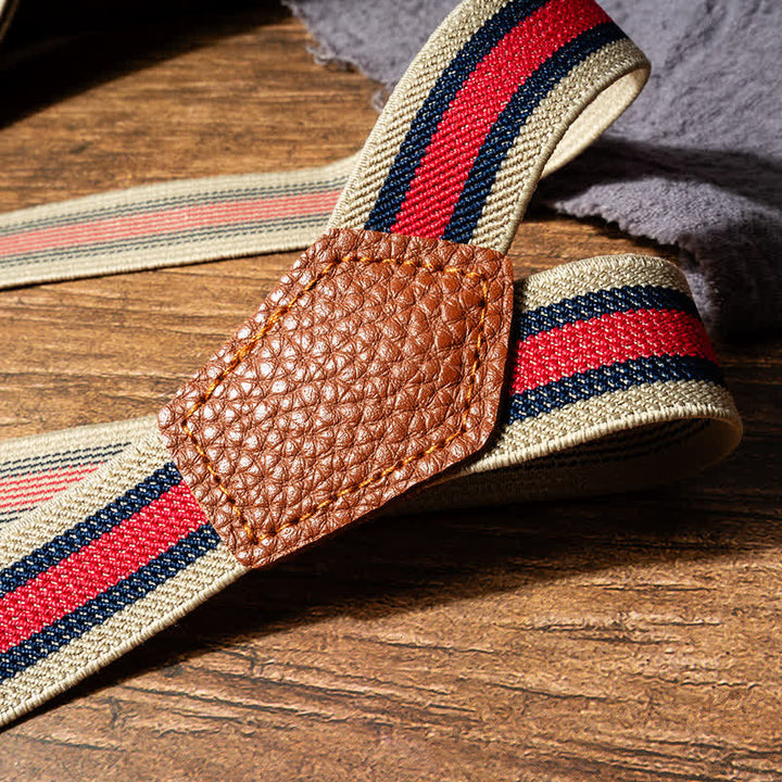 Bretelle elastiche a Y a righe rosse e beige - image 3