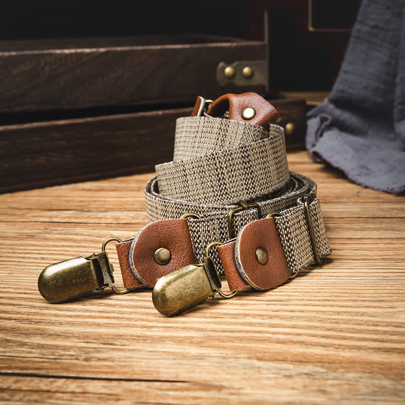 Bretelle elastiche casual nostalgiche color cachi scuro - image 2