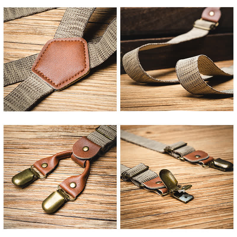Bretelle elastiche casual nostalgiche color cachi scuro - image 3