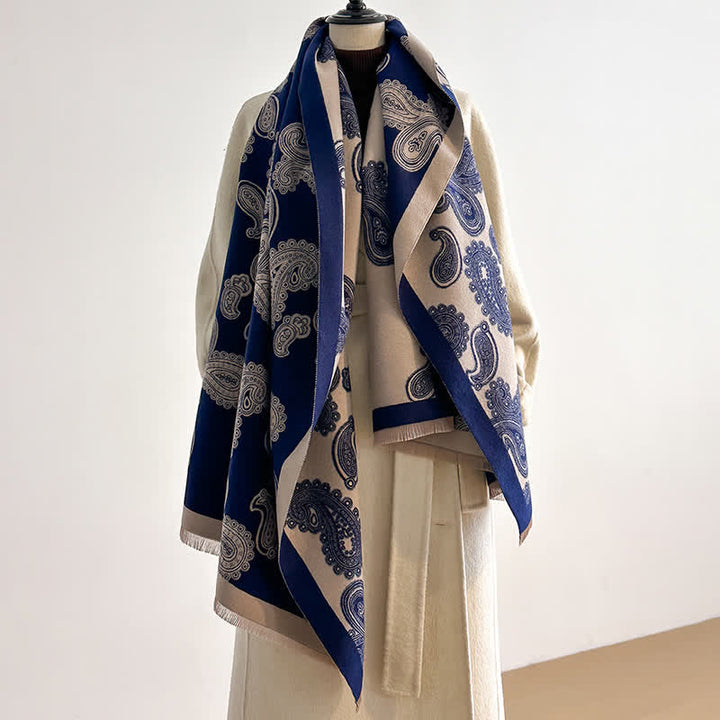 Sciarpa calda double face con motivo Paisley intricato - Marina - image 0