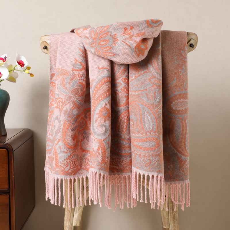 Sciarpa con nappe in jacquard Paisley Boho-Chic Aesthetics - Rosa - image 7