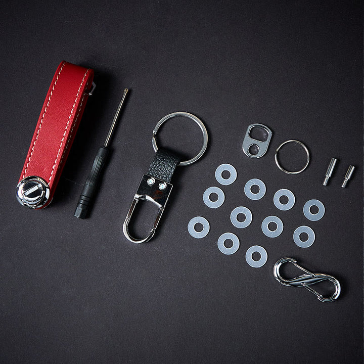Organizer per chiavi in pelle antifurto portatile di grande capacità - Rosso - image 2