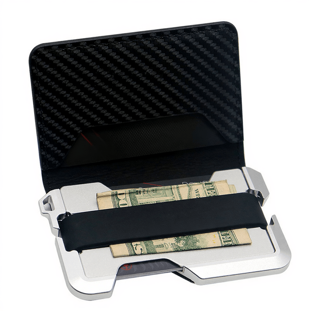 Portafoglio tattico pieghevole in fibra di carbonio con funzione di schermatura RFID - Argento - image 6