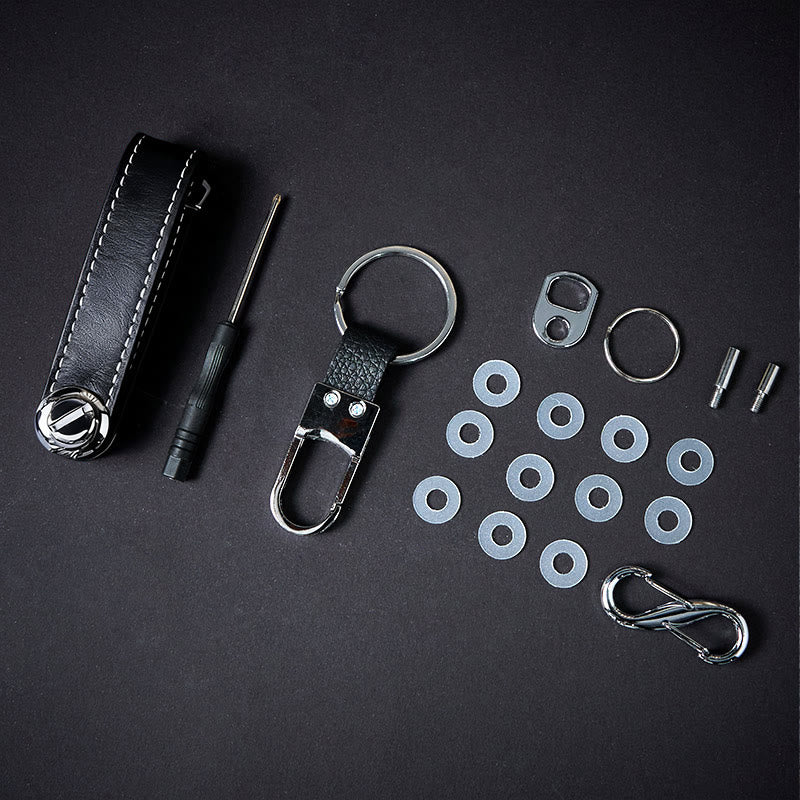 Organizer per chiavi in pelle antifurto portatile di grande capacità - Nero - image 5