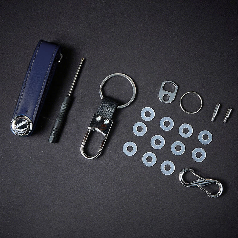 Organizer per chiavi in pelle antifurto portatile di grande capacità - Blu - image 8