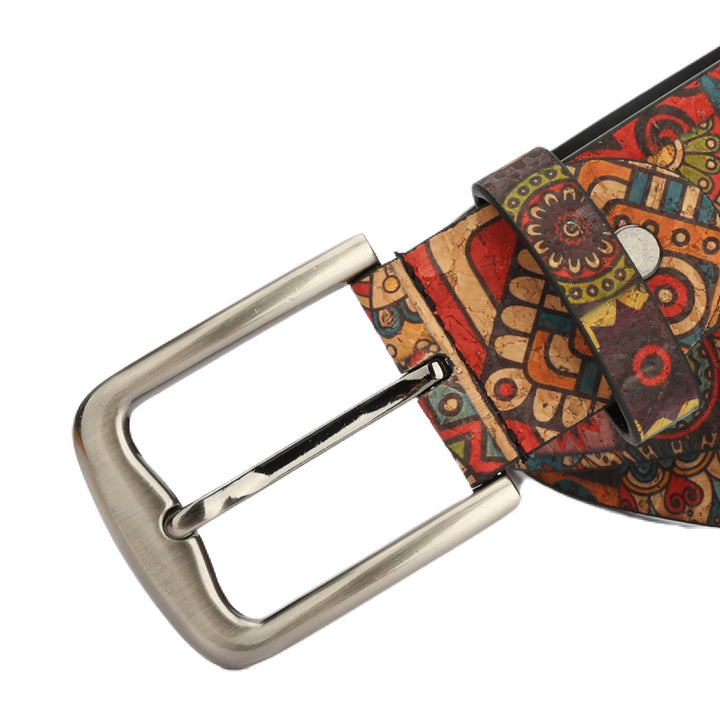 Cintura in pelle da donna con motivo rotondo con piante bohémien - image 2