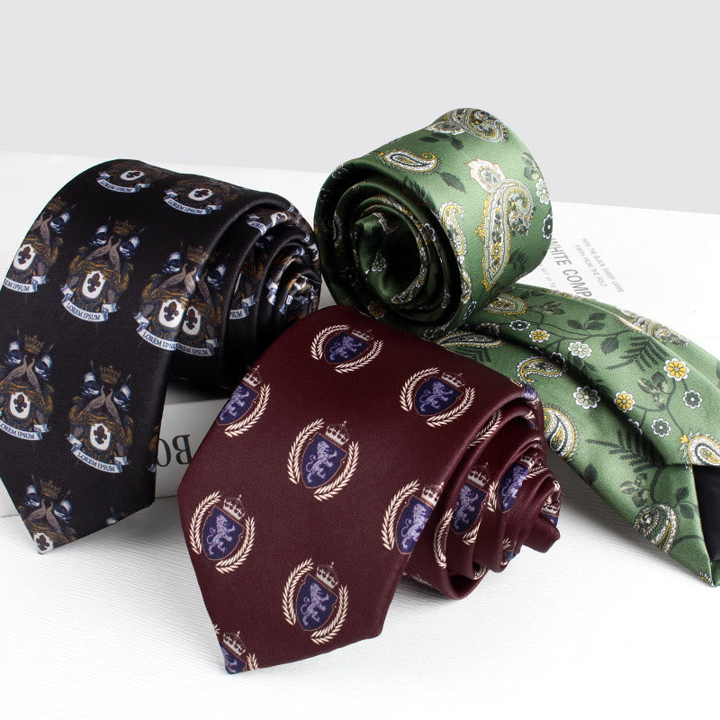 Cravatta da uomo con motivo vintage anacardi e fiori - image 0