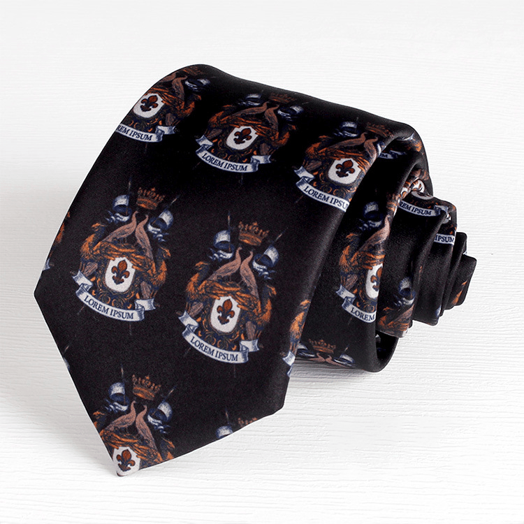 Cravatta da uomo con motivo vintage anacardi e fiori - Nero - image 3
