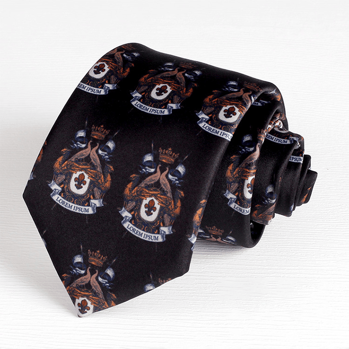 Cravatta da uomo con motivo vintage anacardi e fiori - Nero - image 3