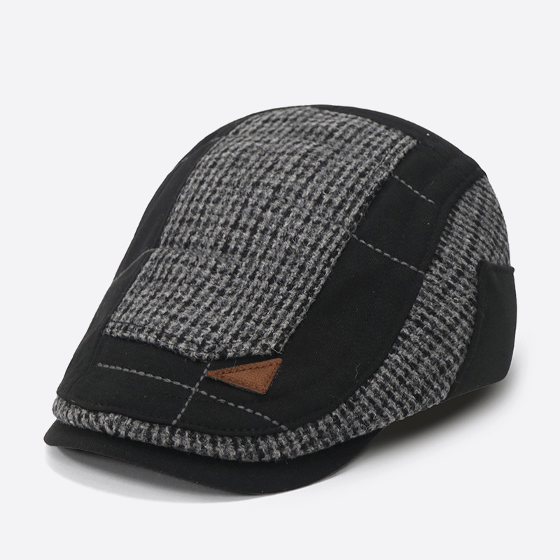 Cappello basco invernale da uomo con cuciture artistiche vintage - Nero - Regolabile (21 5/8"-22 7/8") - image 0